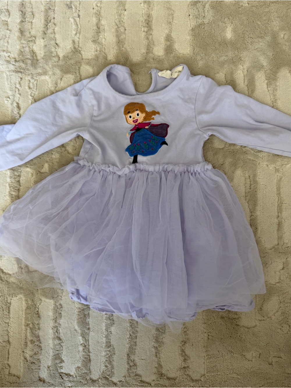 Lilac Tulle Skirt Long-Sleeve Kids Dress with Princess Patch